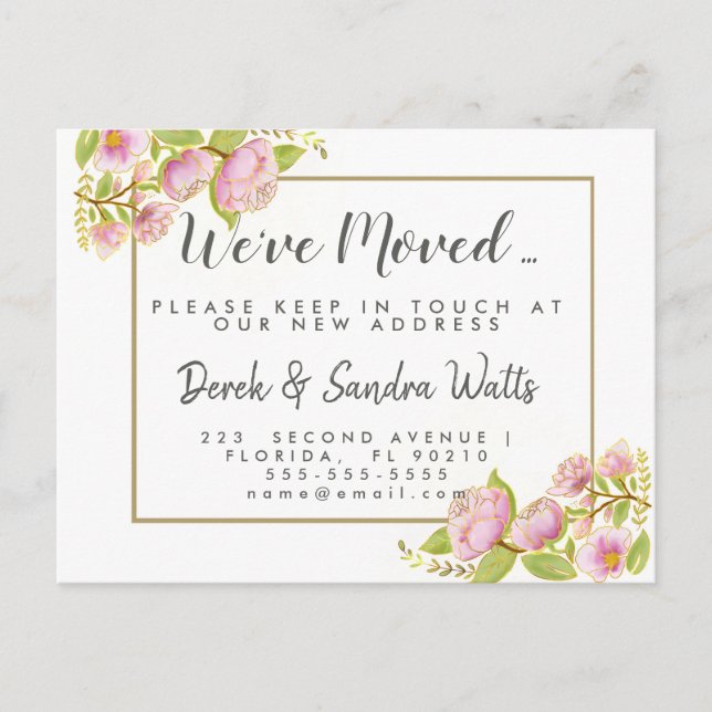 Change of address we've moved English rose Announcement Postcard (Front)