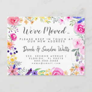Change of address we've moved floral watercolor announcement postcard