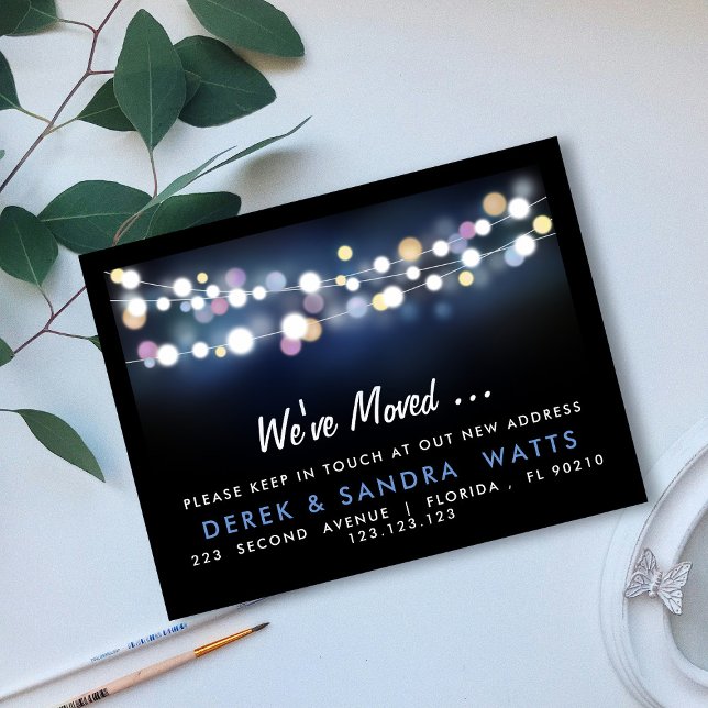Change of address we've moved house bright lights announcement postcard (Creator Uploaded)