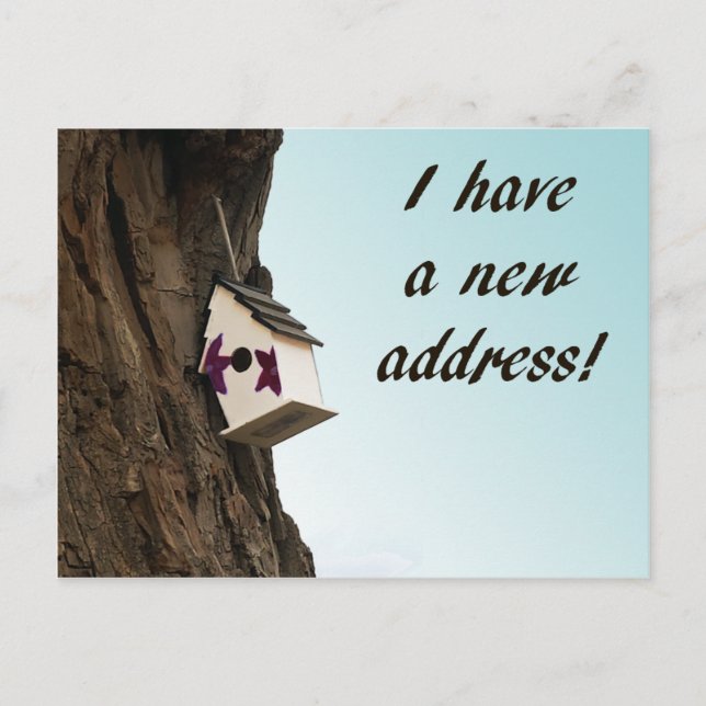 Change of address with birdhouse postcard (Front)
