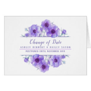 Change of date anemone purple wedding postponed