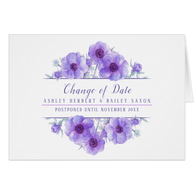 Change of date anemone purple wedding postponed (Front Horizontal)
