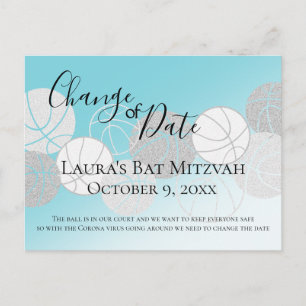 Change of Date Basketball Bat Mitzvah Postcard