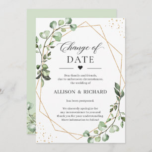 Change of Date Greenery Eucalyptus Geometric Card