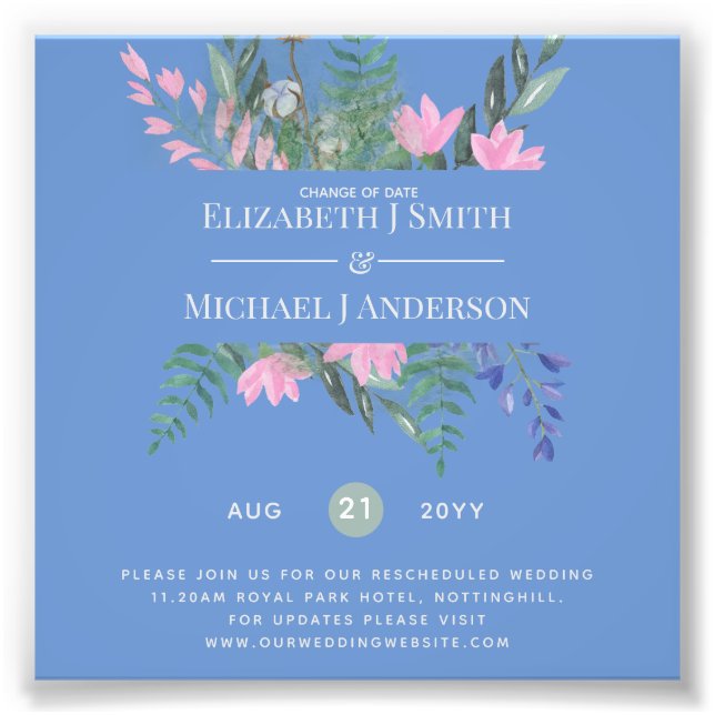Change of Date Plans Postponement Wildflowers Chic Photo Print (Front)