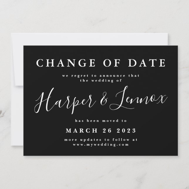 Change of Date Simple Wedding Postponement Save The Date (Front)