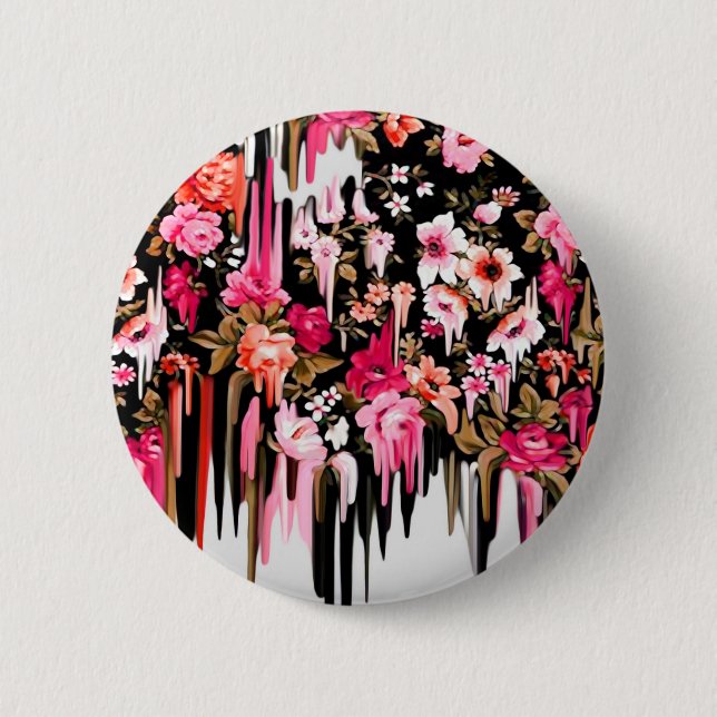 Change of Heart, melting floral pattern 6 Cm Round Badge (Front)