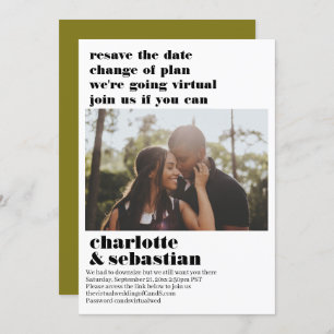 Change of Plan Virtual Wedding Save the Date Photo