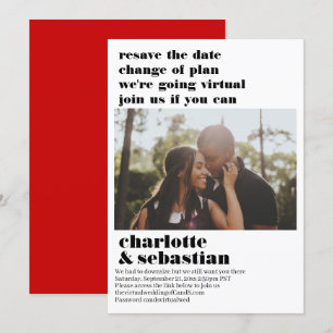 Change of Plan Virtual Wedding Save the Date Photo