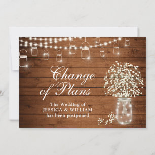 Change of Plans Baby's Breath String Lights Rustic Invitation