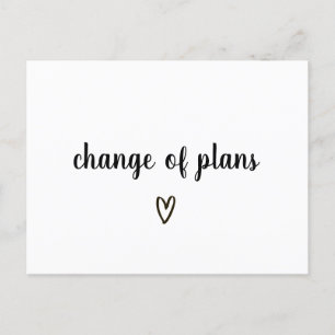 Change of Plans Black and White Heart Postponed Announcement Postcard