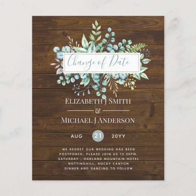 Change of Plans Date Greenery Eucalyptus Event (Front)