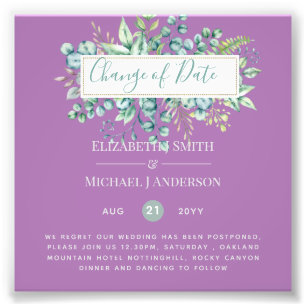 Change of Plans Date Greenery Eucalyptus Event Photo Print