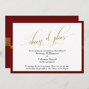Change of Plans Elegant Burgundy Gold Stripe Card