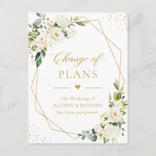 Change of Plans Elegant Gold Geometric Rose Floral Postcard