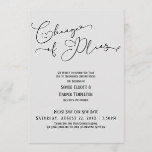 Change of Plans, Elegant Grey New Wedding Date Invitation