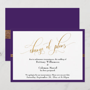 Change of Plans Elegant Purple w/ Gold Stripe Card