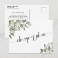 Change of Plans Eucalyptus Wedding Cancelled