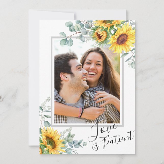 Change of Plans Love is Patient Postponed Wedding Invitation (Front)
