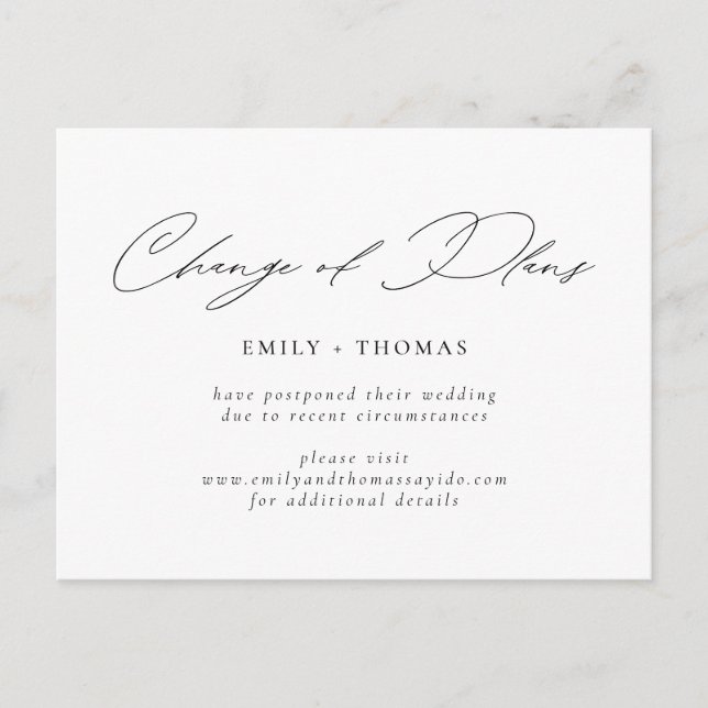 Change of Plans Minimalist Modern Script Postcard (Front)