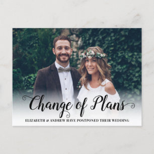 Change of Plans Modern Calligraphy Script Photo Announcement Postcard