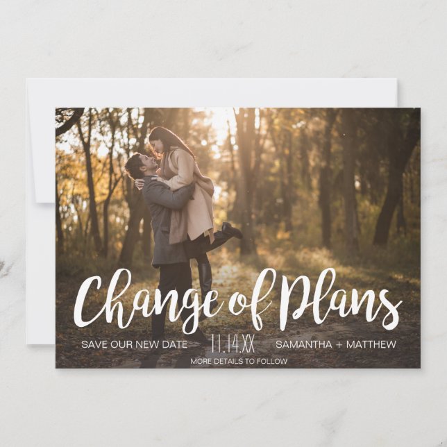 Change of Plans Photo Postponed Wedding Save The Date (Front)