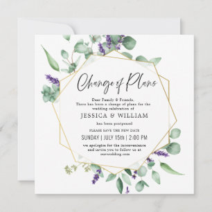 Change Of Plans Postponed Eucalyptus Lavender Invitation