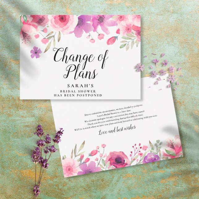 Change of Plans Postponed Floral Bridal Shower Save The Date (Creator Uploaded)