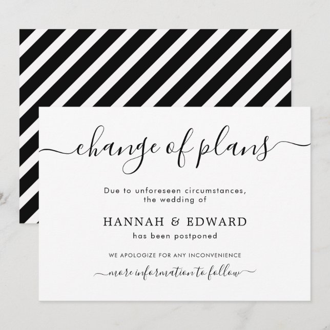 Change of Plans | Postponed Wedding Announcement (Front/Back)