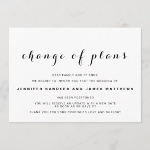 "Change of Plans" Postponed Wedding Announcement