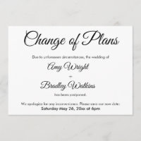 Change of Plans Postponed Wedding Announcement