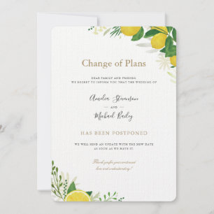 Change of Plans postponed wedding invitation