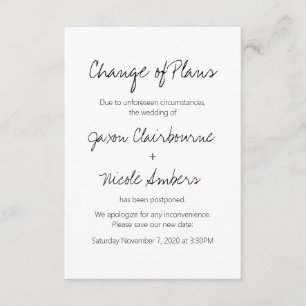 Change of Plans Reschedule Photo Wedding or Event Invitation