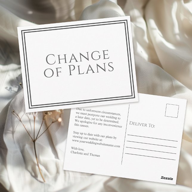 Change of Plans Reschedule Wedding or Event Postcard (Creator Uploaded)