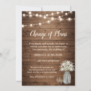Change of Plans Rustic Baby's Breath String Lights Invitation