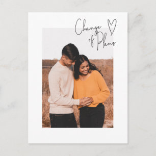 Change of Plans Simple Script Photo Postponement Postcard