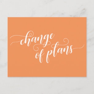 Change of Plans Tangerine Postponed Wedding Postcard