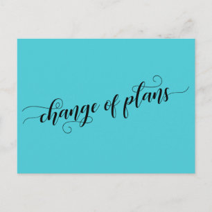 Change of Plans Turquoise Postponed Wedding Postcard