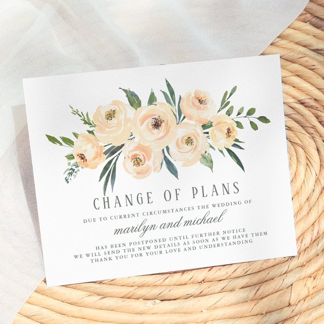 Change Of Plans Updated Plans Wedding Postponement Invitation Postcard (Creator Uploaded)