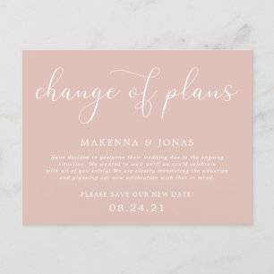 Change of Plans Wedding Postponement Announcement Postcard