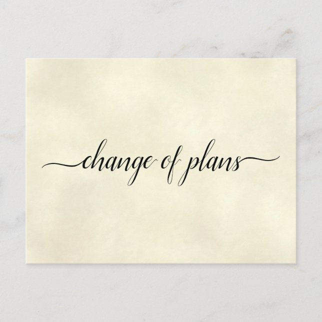 Change of Plans Wedding Postponement Ivory Announcement Postcard (Front)