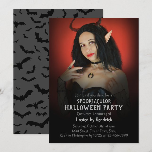 Change Photo Image Halloween Costume Party Invitation (Front/Back)