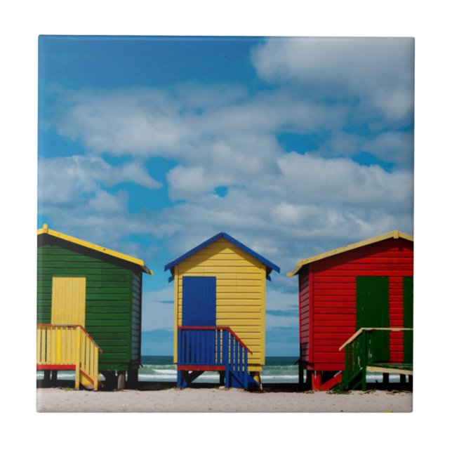 Change Rooms. Muizenberg Beach, Cape Town Ceramic Tile (Front)