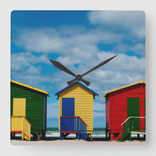 Change Rooms. Muizenberg Beach, Cape Town Square Wall Clock