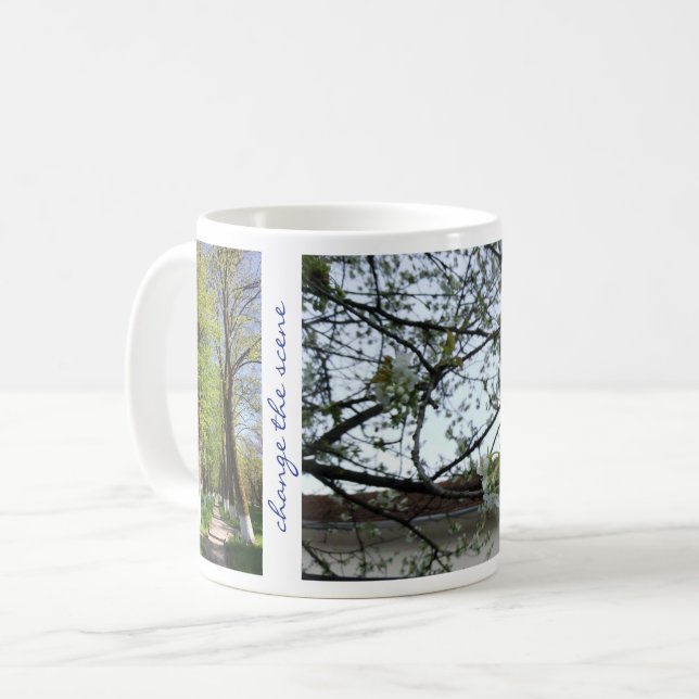 Change Scene Inspirational Quote Trees Flowers Coffee Mug (Front Left)