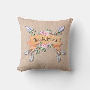 Change Text Add Name Boho Flower Arrows Soft Brown Cushion