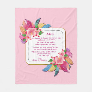 Change Text Add Name Boho Flower Feathers Hugged Fleece Blanket
