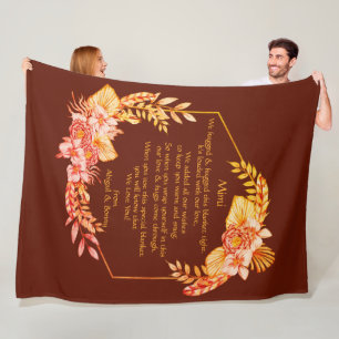 Change Text Add Name Boho Flower Frame Hug Hugged  Fleece Blanket