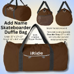 Change Text, Add Name, iRide Skateboarder Duffle Bag<br><div class="desc">"iRide" with a Skateboard image - a great Skateboarding design - you can change the text to your own text or a Name if you want - see my store for lots more great skateboarder gifts.</div>