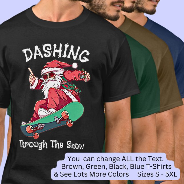 Change Text, Add Name, Santa Skateboarder T-Shirt (Creator Uploaded)